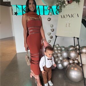 Worn one Cult Gaia Olitan Embellished Midi Dress In Tannin